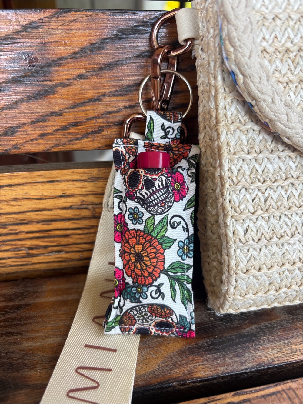 Day of the Dead Keychain Chapstick Holder